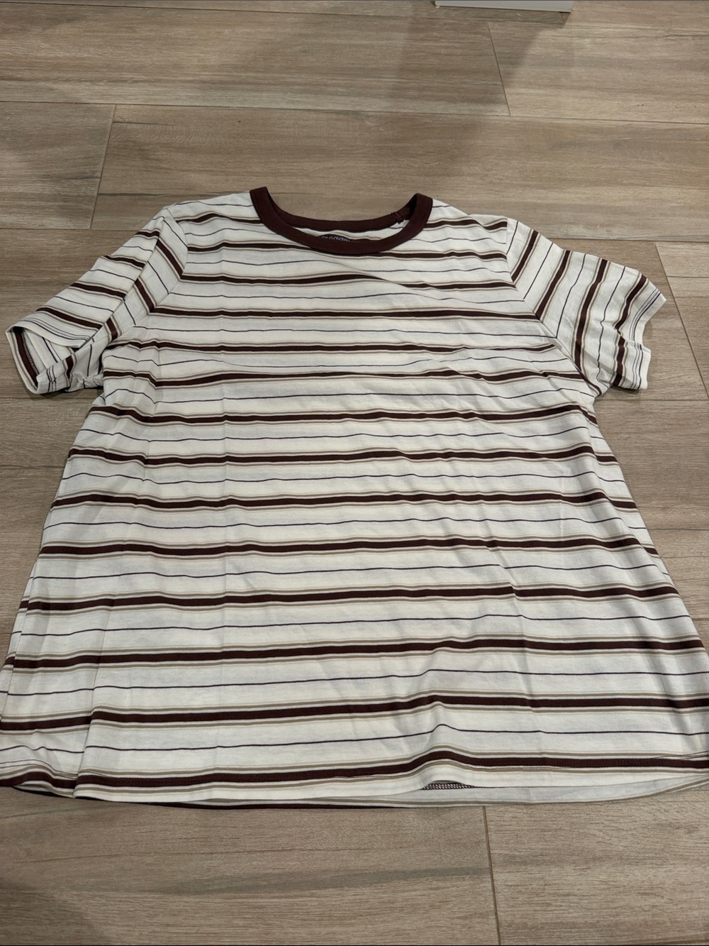 Old Navy Striped Crewneck T‑Shirt in Cream and Brown